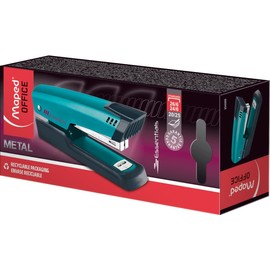 Maped - Grapadora ESSENTIALS DECO 24-266 - para 2025 hojas - Acabado brillante en turquesa moderno - Mecnica y elementos de gua 100 de metal - 2...   
