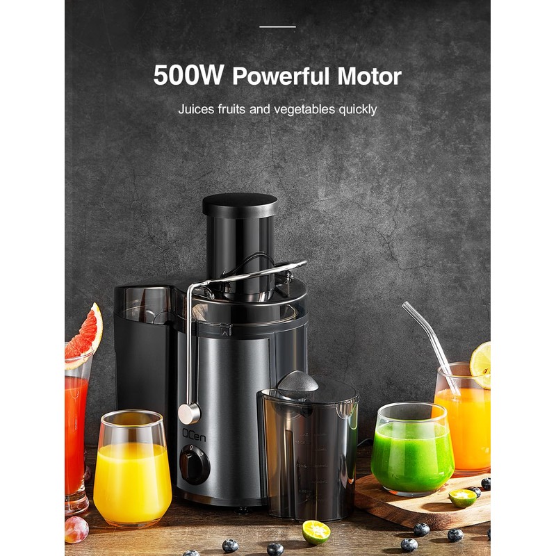 Qcen Juicer Machine, 500W Centrifugal Juicer Extractor with Wide Mouth
