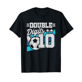 Double Digits 10th Birthday Soccer 10 Year Old Boy Birthday T-Shirt