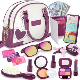 INNOCHEER - Bolso para niñas pequeñas, bolso de juguete para niños con maquillaje de simulación, bolso de juego para niñas pequeñas, bolso de juego de