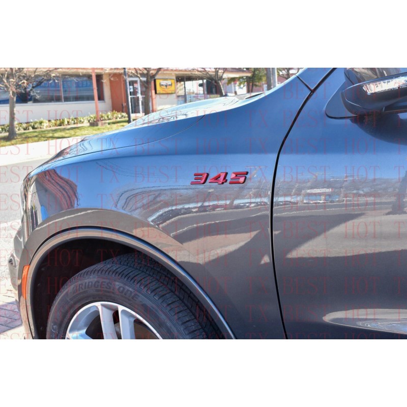 TD SHOP (2pc) Red Black 345 Badge Emblem for MOPAR