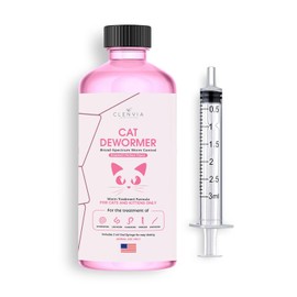 Dewormer for Cats Liquid – Chicken Flavor Cat Dewormer for Cats & Kittens – Oral Formula with Syringe – Tapeworm Care Support – 2 oz (60 ml)