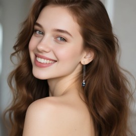 Black Pearl Earrings with Diamond Long Threader Earrings for Women 18K White Gold Plated Jewelry Gifts