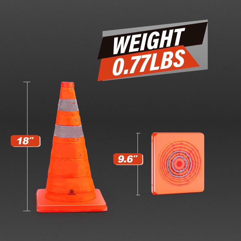 RoadHero 18 Inch [1 Pack] Collapsible Traffic Safety Cones, Multi