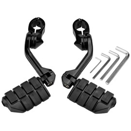 VG MOTO Motorcycle 1.25" Long Angled Highway Footpegs Adjustable Foot Pegs Footrests with Clamps Mounts kit Compatible with Harley Touring Sportster Softail Street Glide with 1 1/4 inch Engine Guard