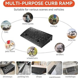 Rubber Kerb Ramps, Universal Heavy Duty Slope Threshold Ramp for Wheelchairs, Cars Vehicles, Caravan, Scooter Wheels, Skateboard, Motorcycle, Disabled Chair & Dog