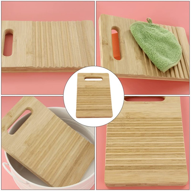 Tomaibaby Mini Washboard Wooden Washing Board Household for Students Clothes