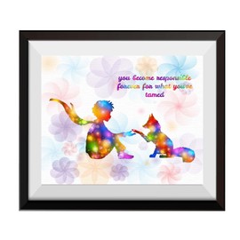 Uhomate The Little Prince Fox Le Petit Prince Little Prince Home Canvas Prints Wall Art Inspirational Quotes Wall Decor Living Room Bedroom Bathroom Artwork C087 (24X30)