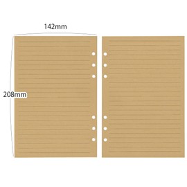 TSUKURIRO Kraft A5 Size Personal Organizer, Refill, 6 Holes, Ring, Thick, High Quality, Plain Paper, Customized, Replacement, Loose Leaf Notebook, Memo, 150 Sheet Set (0.3 inch (8 mm) Horizontal Rule)