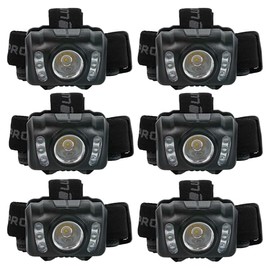LUXPRO LP345V2 LED Headlamp - Bright 300 Lumen Head Lamp for Outdoors, Camping & Hiking - 6 Light Modes White, Green & Red Light - IPX4 Waterproof - Adjustable Headband - Batteries Included - 6 Pack