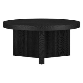 Henn&Hart 32" Wide Round Coffee Table in Natural Black, for Home, Living Room, Bedroom, Entertainment Room, Office