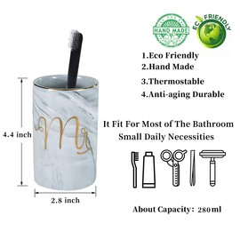 Kelake Ceramic Rustic Gray Marble Bathroom Tumbler Cup for Mouthwash Rinsing Toothbrush and Toothpaste Holder Letters Stand Cups 280 ml Porcelain Milk Drinking Cups for Christmas Birthday