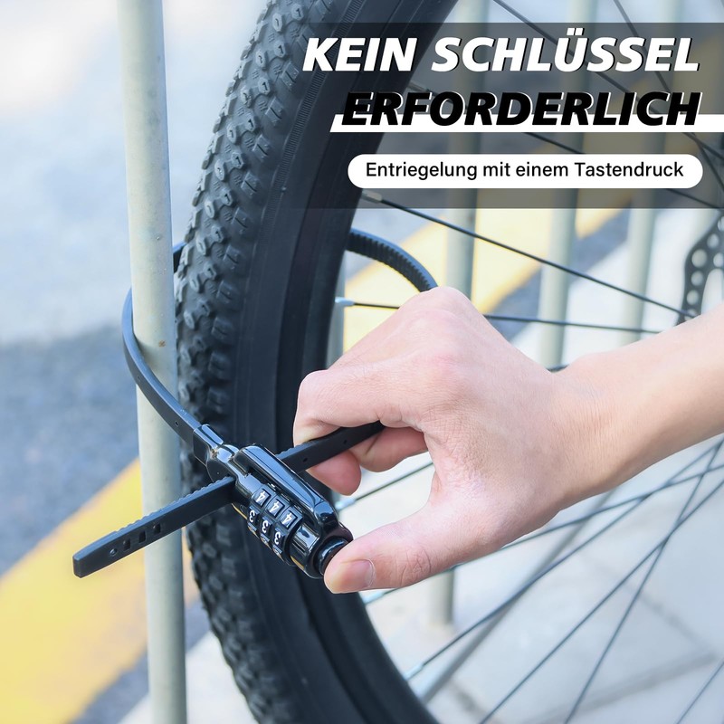 IMAYCC Bicycle Lock with Combination Code, Lightweight, Multifunctional Security Strap,