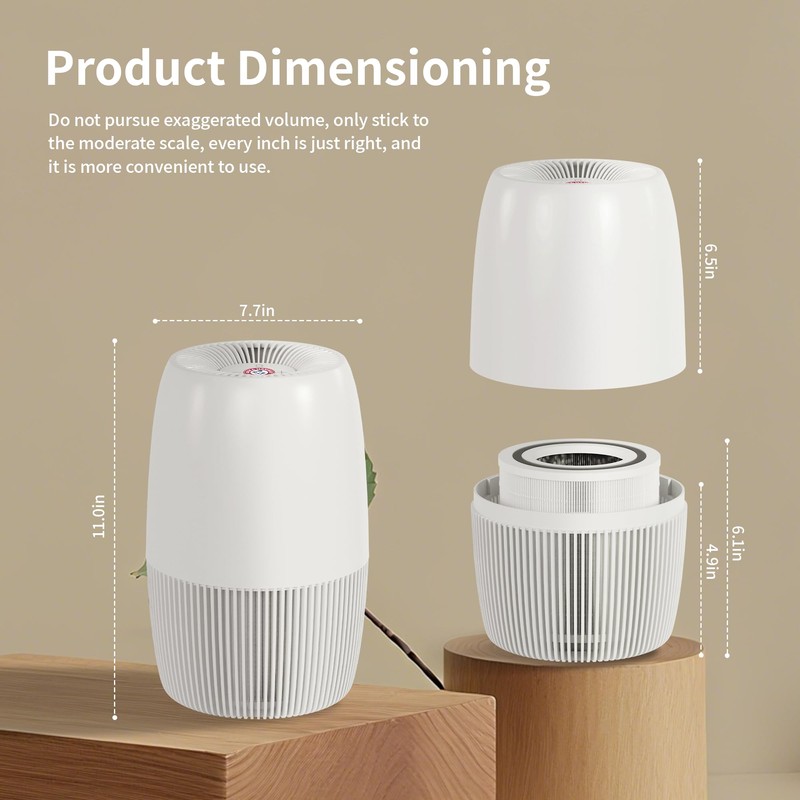 Air Purifiers for Home with Night Light, HEPA Filter Captures