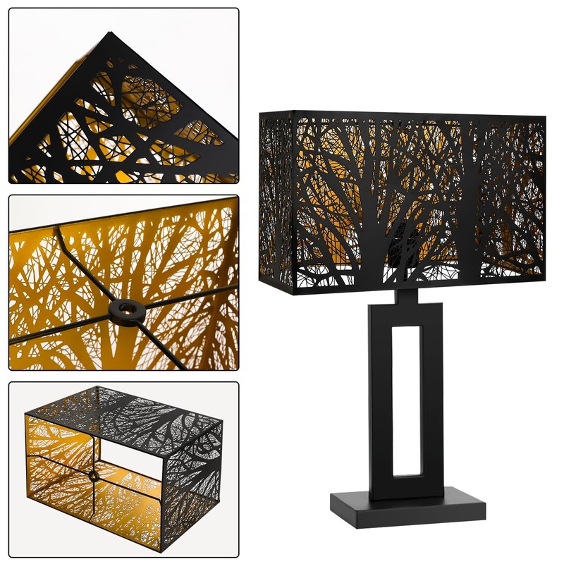 Metal Large Rectangular Lampshade For Table Lamp Floor Lamps,8"×14"×9" Black