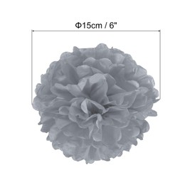PATIKIL 6" Tissue Pom Poms Flowers, 10 Pack Paper Flower Ball for Wedding Bridal Shower Birthday Bachelorette Party Backdrop Decoration, Grey