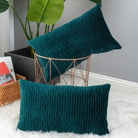 Set of 2 Cushion Covers, 30 x 50 cm, Cushion Cover, Velvet Turquoise, Decorative Cushion, Sofa Cushion Covers with Invisible Zip Cushion Covers