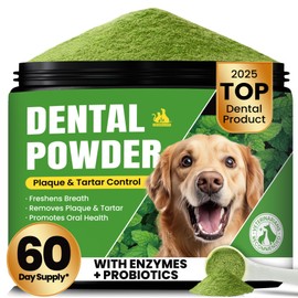 Dog Teeth Cleaning Powder, Dog Dental Powder and Cats Breath Freshener, Plaque Off Pet Tooth Cleaning lab co, Bad Breath & Tartar Remover for Dogs, Dog Teeth Cleaning with Enzymes- 60-Day Supply -Mint