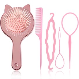 Children's Hair Brush, Children's Hair Brush with Topsy Tail Hair Tools, Children's Brush, Girls, Cute Children's Brush, Travel Hair Brush, Children Detangling Brush, Children for Girls (5 Pieces)