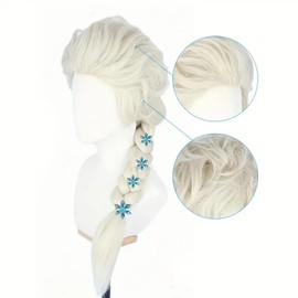 Creamily Platinum Blonde Braided Princess Wig for Women - Perfect for Cosplay, Costume Parties, and Halloween Gifts 24 Inches