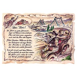 Die Staffelei Gift taxi driver / funny poem with loving drawing on high-quality paper / special gift idea for the taxi driver (20 cm x 14.8 cm)
