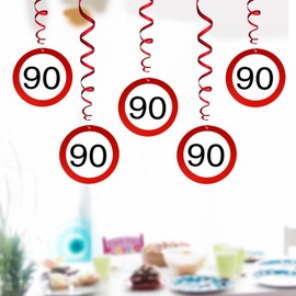 WenmthG Funny 90th Birthday Banner - Garland Decoration 90th Birthday Woman Man - Traffic Sign Party Supplies for 90th Birthday Anniversary