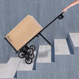 Stair Climbing Cart, Portable Folding Trolley with 8 Wheels, Stair Climber Hand Truck with Adjustable Handle for Pulling, Heavy Duty Dolly Cart for Stairs (Black-460 lbs-6 Wheels)