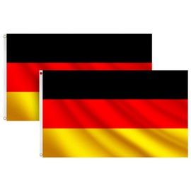 COCOSY Pack of 2 Germany Flag - 90 x 150 cm 100% Polyester Germany Flag with Brass Eyelets - Weatherproof & Durable German Flag for Sports and Celebrations