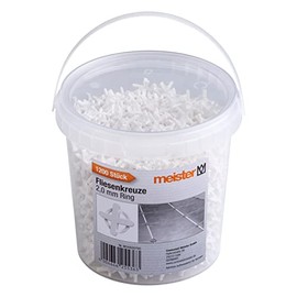 Meister Tile Spacers 2.0 mm – Practical Set of 1200 – Reusable with Ring – Made of Robust Polypropylene – White / Tile Accessories / Tile Laying Aid / Joint Crosses / 4426700