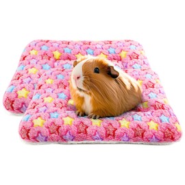 HeNdShe Guinea Pig Bed, 2 Pack (12x10 Inch) Soft Plush Small Animal Bed Mat, Washable Bedding Blanket Sleeping Warm Pad for Bunny, Rat, Ferret, Chinchilla