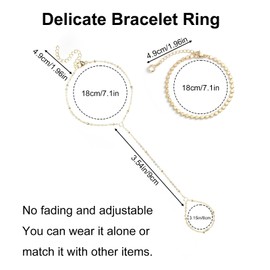 Mikovivi Dainty Ring Bracelet Hand Chain, Adjustable Stylish Ring Bracelet Hand Chain for Women Fashion Jewelry Gift (Gold)