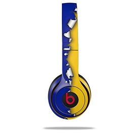 WraptorSkinz Skin Compatible with Beats Solo 4, Solo 3 and Solo 2 Wireless Headphones - Ripped Colors Blue Yellow - Decal Vinyl Wrap (Headphones NOT Included)