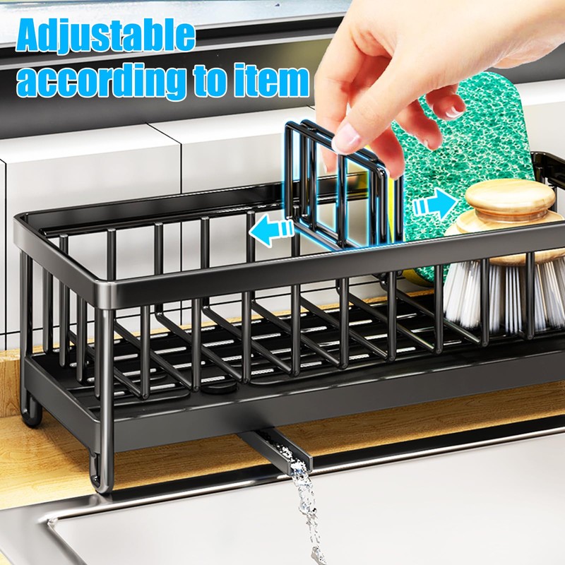 Fulasun Kitchen Sponge Holder with Compartment Stainless Steel Kitchen Sink