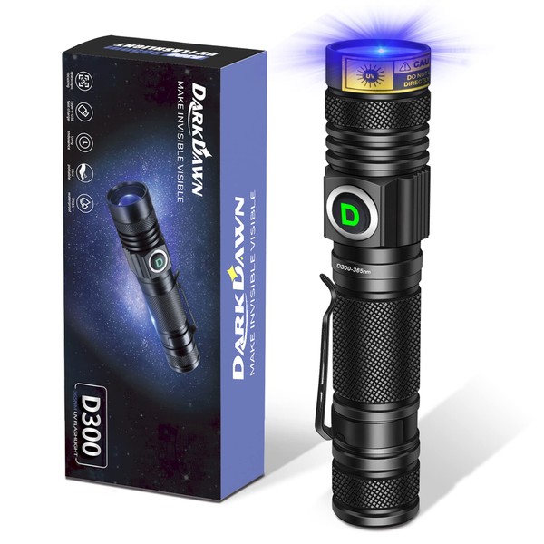 DARKDAWN UV 365nm Light Flashlight USB Rechargeable Ultraviolet LED Woods