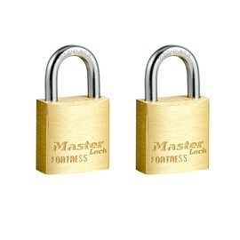 Master Lock Solid Brass Body 20mm Wide Economy Padlock with Keys - Mini Lock with 4-pin Anti-Pick Cylinder and Cut-Resistant Steel Shackle - Small Lock with Key for Lockers, Storage Cabinets - 2 Pack