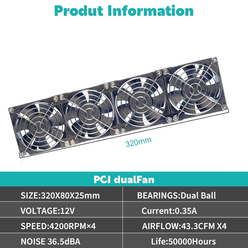 4 in 1 320x80x25mm AC 115V/220V Variable Speed Cooling Fan