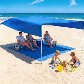 Beach Sun Shade Canopy, Beach Pop up Tent Large Sun Shade Shelter Sail for 8-10 People, Relying On Wind Power Umbrella Lightweight 9.5 Lbs