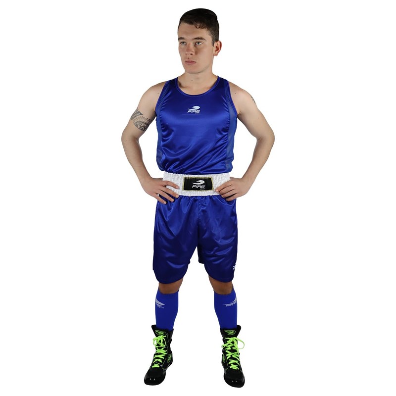 FIRE SPORTS® Uniforme Oficial Azul Box Olímpico Varonil (Azul, Extra