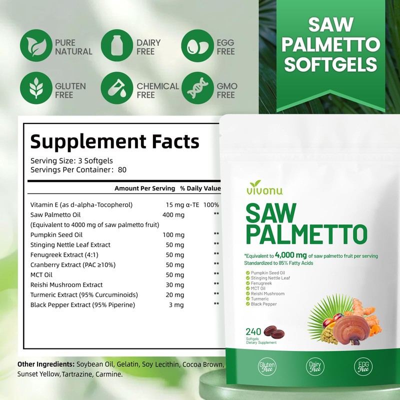 VivoNu Saw Palmetto Extract 8 in 1, Pumpkin Seed Oil