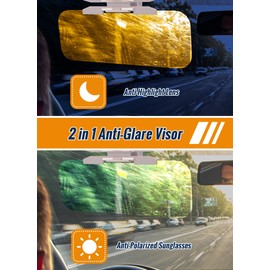Keenso Sun Visor Extender for Car, 2 in 1 Anti Glare Visor HD Car Sun Visor for Day Night Driving Car Visor Sun Blocker Adjustable for Car Anti-Glare, Fog, Snow Blindness & UV Rays