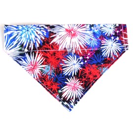 4th July Fireworks Prints Star Bursts Red White Blue Patriotic Holiday Dog Bandana No-Tie Pet Bib READY to SHIP
