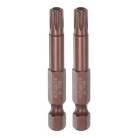 sourcing map 2pcs T30 Torx Bit 1/4" Hex Shank 2" Length Magnetic Security Star Screwdriver Power Tool, Red