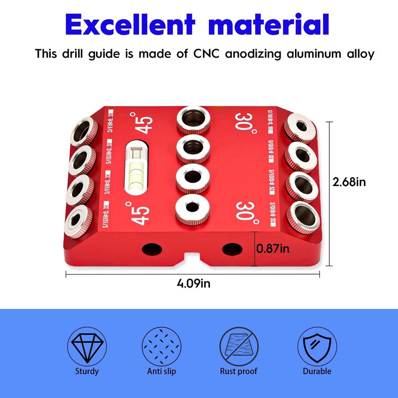 Multi Angle Drill Guide Jig 30 45 90 Degree with