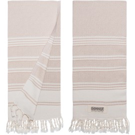 DEMMEX - Toallas de mano turcas de algodón orgánico certificadas para baño, juego de 2, toallas de cocina, gimnasio, toallas de viaje compactas y delgadas, de secado rápido, tela de diamante,