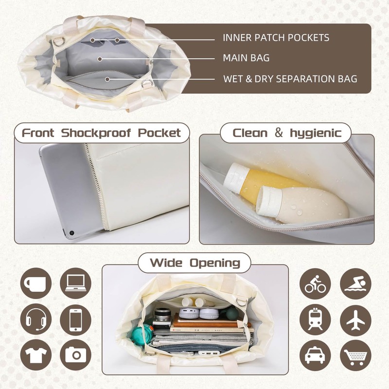 Bagtopia Tote Bag for Women, Large Quilted Puffer Women Tote