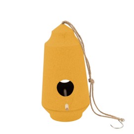 Point-Virgule Nesting Boxes for Birds, Bird House for Hanging, Made of Bamboo Fibres, Ochre Yellow, Diameter 15 cm, Height 28 cm