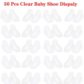 Baby Shoes Display Baby Booties Forms Baby Sock Display, 50Pcs 10cm Clear Plastic Baby Feet Display Durable Toddler Crochet Baby Shoes Holder, Blue