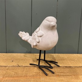 Fyne-Finds Ceramic Large Bird Glazed White Ornament Home Office Shelf Sitter Antique Decor Figurine Novelty Glossy Sculpture