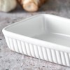 Rectangular Roasting Dish 17.5x5.5x11.5cm White Ribbed Ceramic 18cm Oven Baking