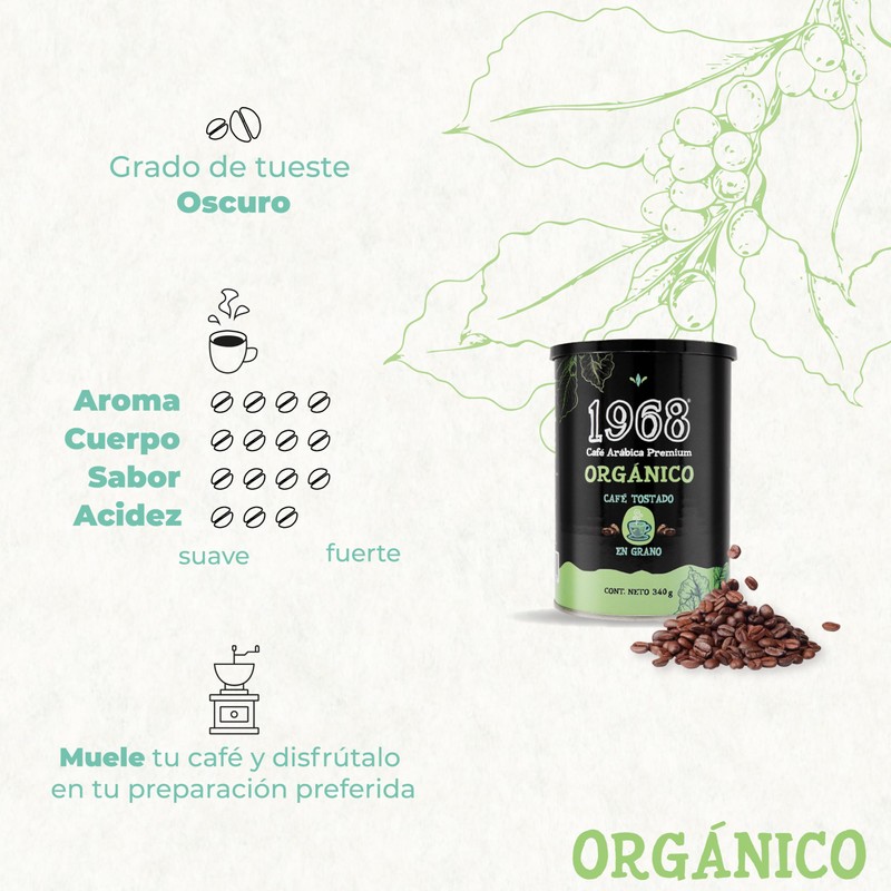 1968 | Café 1968 Orgánico en Grano 340g |Origen Chiapas